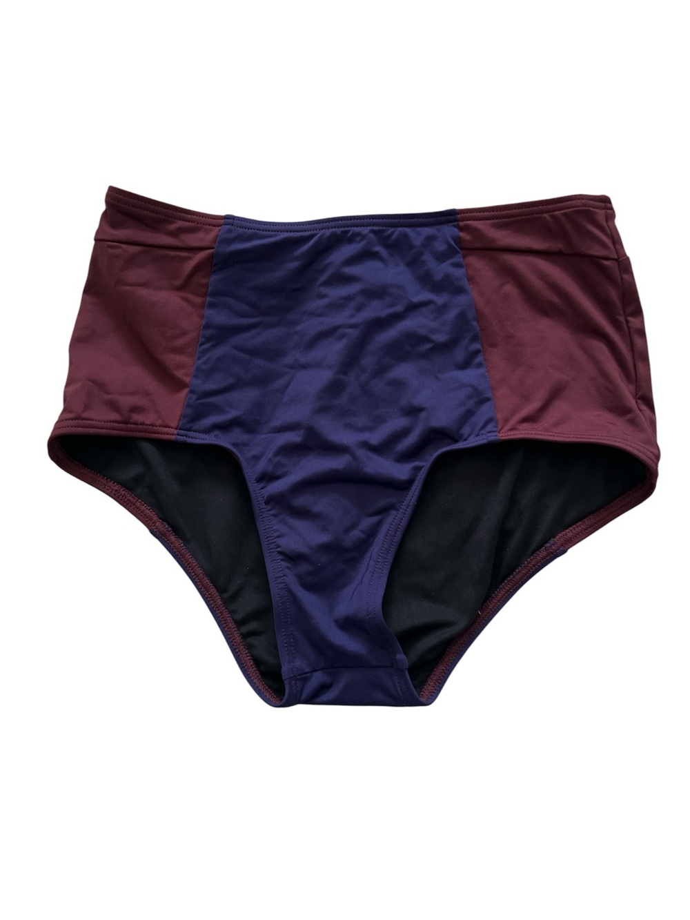 High-Waist Colorblock Bikini Bottom - Wine & Navy NWOT